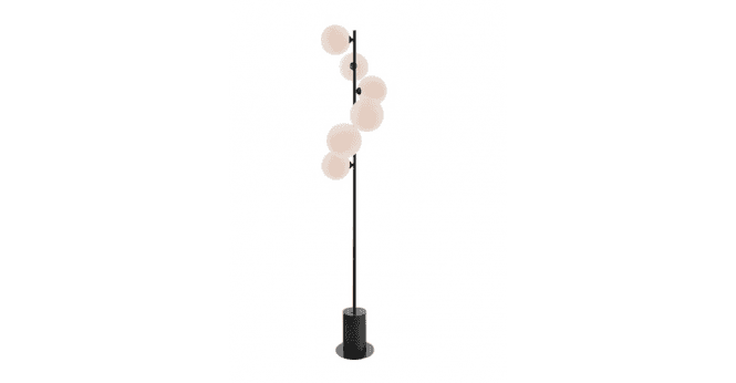 Där Lighting Spiral 6 Light Floor Lamp Matt Black With Opal Glass