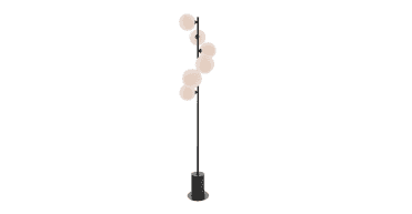 Spiral 6 Light Floor Lamp Matt Black With Opal Glass