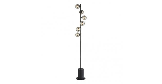 Där Lighting Spiral 6 Light Floor Lamp Matt Black With Smoked Glass