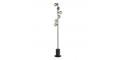Spiral 6 Light Floor Lamp Matt Black With Smoked Glass