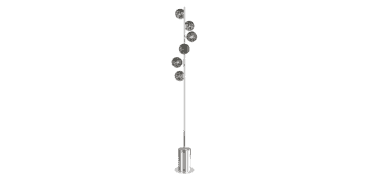 Spiral 6 Light Floor Lamp Polished Chrome With Black Confetti Glass