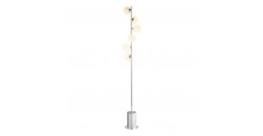 Spiral 6 Light Floor Lamp Polished Chrome With Opal Glass