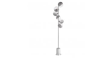 Spiral 6 Light Floor Lamp Polished Chrome With Smoked/Clear Ribbed Glass