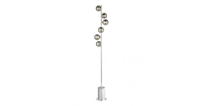 Där Lighting Spiral 6 Light Floor Lamp Polished Chrome With Smoked Glass