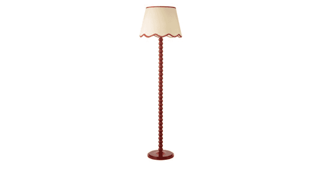 Där Lighting Spool Floor Lamp Red With Shade