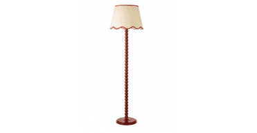 Spool Floor Lamp Red With Shade