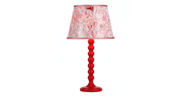 Spool Table Lamp Red With Shade