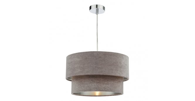 Där Lighting Suvan Easy Fit Tired Velvet Shade Mink With Silver Lining