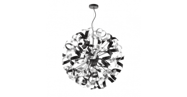 Swash 12 Light Pendant Black With Black & Aluminium Ribbons