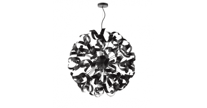Där Lighting Swash 12 Light Pendant Black With Black Ribbons