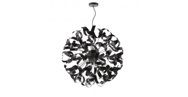 Swash 12 Light Pendant Black With Black Ribbons