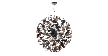Swash 12 Light Pendant Black With Copper Ribbons
