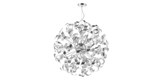 Där Lighting Swash 12 Light Pendant Polished Chrome With Aluminium Ribbons