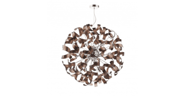 Swash 12 Light Pendant Polished Chrome with Copper Ribbons
