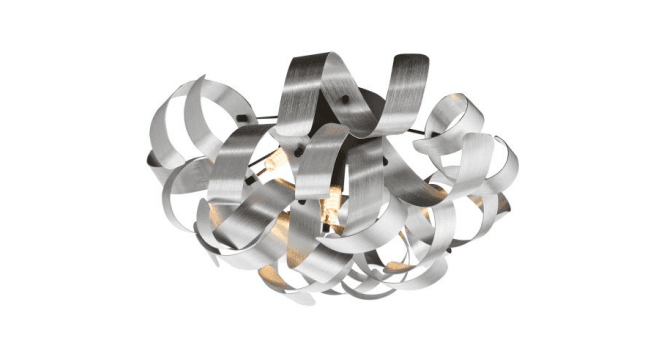 Där Lighting Swash 4 Light Flush Black With Aluminium Ribbons