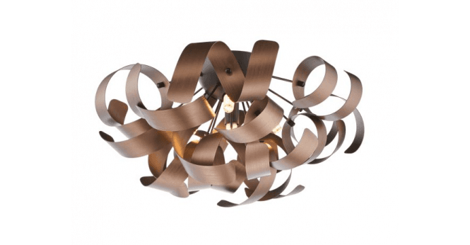 Där Lighting Swash 4 Light Flush Black With Copper Ribbons