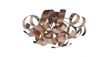 Swash 4 Light Flush Black With Copper Ribbons