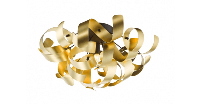 Där Lighting Swash 4 Light Flush Black With Gold Ribbons