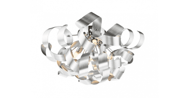 Där Lighting Swash 4 Light Flush Polished Chrome With Aluminium Ribbons
