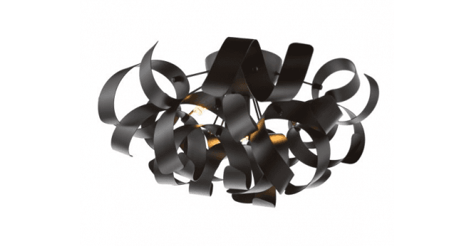 Där Lighting Swash 4 Light Flush Polished Chrome With Black Ribbons
