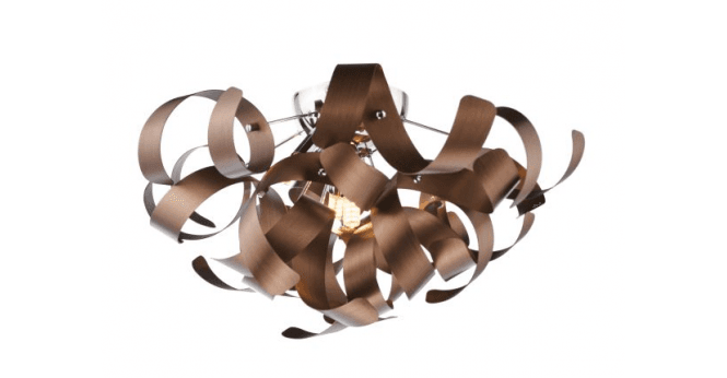 Där Lighting Swash 4 Light Flush Polished Chrome With Copper Ribbons