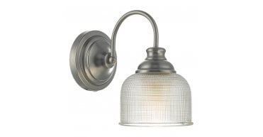 Tack Wall Light Industrial Nickel and Textured Glass