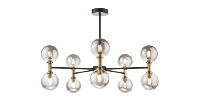 Där Lighting Takara 10 Light Semi-Flush Matt Black and Bronze Fitting Only