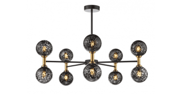 Takara 10 Light Semi-Flush Matt Black and Bronze With Black Confetti Glass