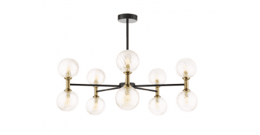 Takara 10 Light Semi-Flush Matt Black and Bronze With Twisted Amber Glass