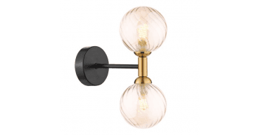 Takara 2 Light Wall Light Matt Black and Bronze With Twisted Amber Glass