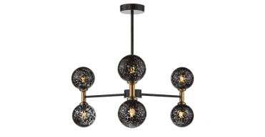 Takara 6 Light Semi-Flush Matt Black and Bronze With Black Confetti Glass