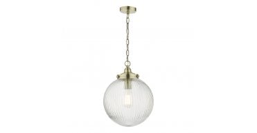 Tamara 1 Light Single Pendant Antique Brass Ribbed Glass