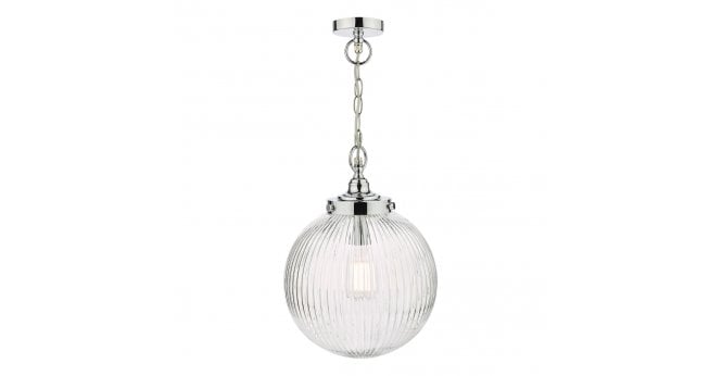Där Lighting Tamara Bathroom Ceiling Light Polished Chrome and Ribbed Glass IP44