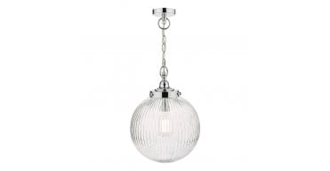 Tamara Bathroom Ceiling Light Polished Chrome and Ribbed Glass IP44