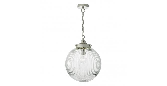 Där Lighting Tamara Pendant Satin Nickel & Ribbed Glass