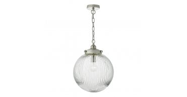 Tamara Pendant Satin Nickel & Ribbed Glass