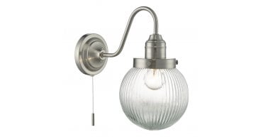 Tamara Wall Light Satin Nickel Ribbed Glass