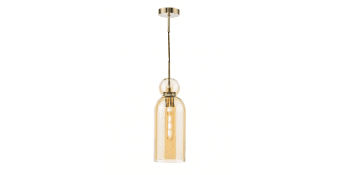 Där Lighting Tao Pendant Brushed Bronze and Amber Glass