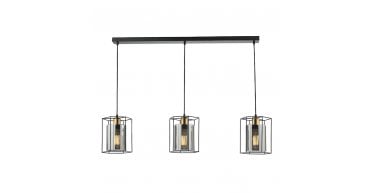 Tatum 3 Light Bar Pendant Matt Black and Smoked Glass