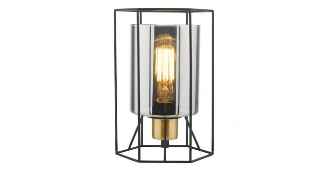 Där Lighting Tatum Table Lamp Matt Black and Smoked Glass