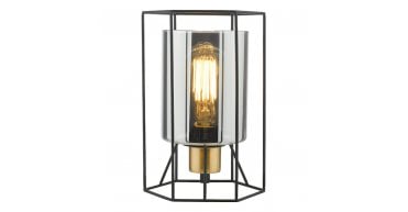Tatum Table Lamp Matt Black and Smoked Glass