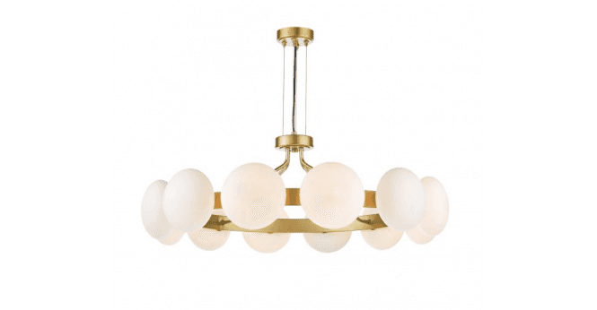 Där Lighting Tauri 12 Light Pendant Matt Gold and Opal Glass