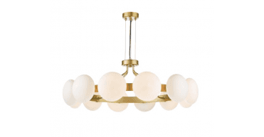 Tauri 12 Light Pendant Matt Gold and Opal Glass