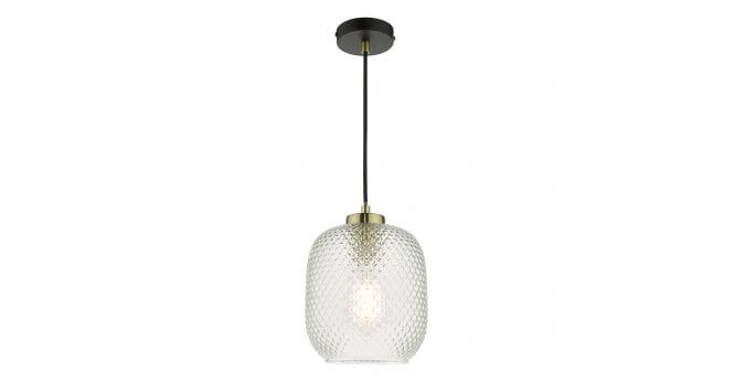Där Lighting Tehya Pendant Matt Black Textured Glass