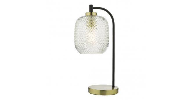 Där Lighting Tehya Table Lamp Matt Black Textured Glass