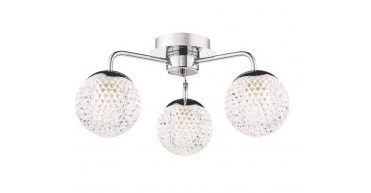 Teva 3 Light Semi-Flush Polished Chrome and Faceted Acrylic IP44