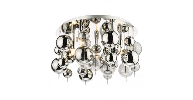 Där Lighting Thora 5 Light Flush Polished Chrome Smoked Glass