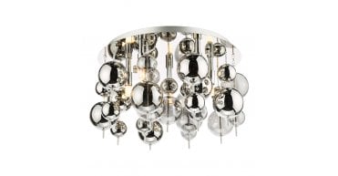 Thora 5 Light Flush Polished Chrome Smoked Glass