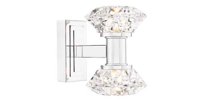Där Lighting Tiana 2 Light Wall Light Polished Chrome and Faceted Acrylic