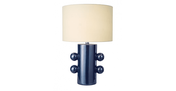 Där Lighting Tisha Table Lamp Blue Ceramic and Antique Brass With Shade